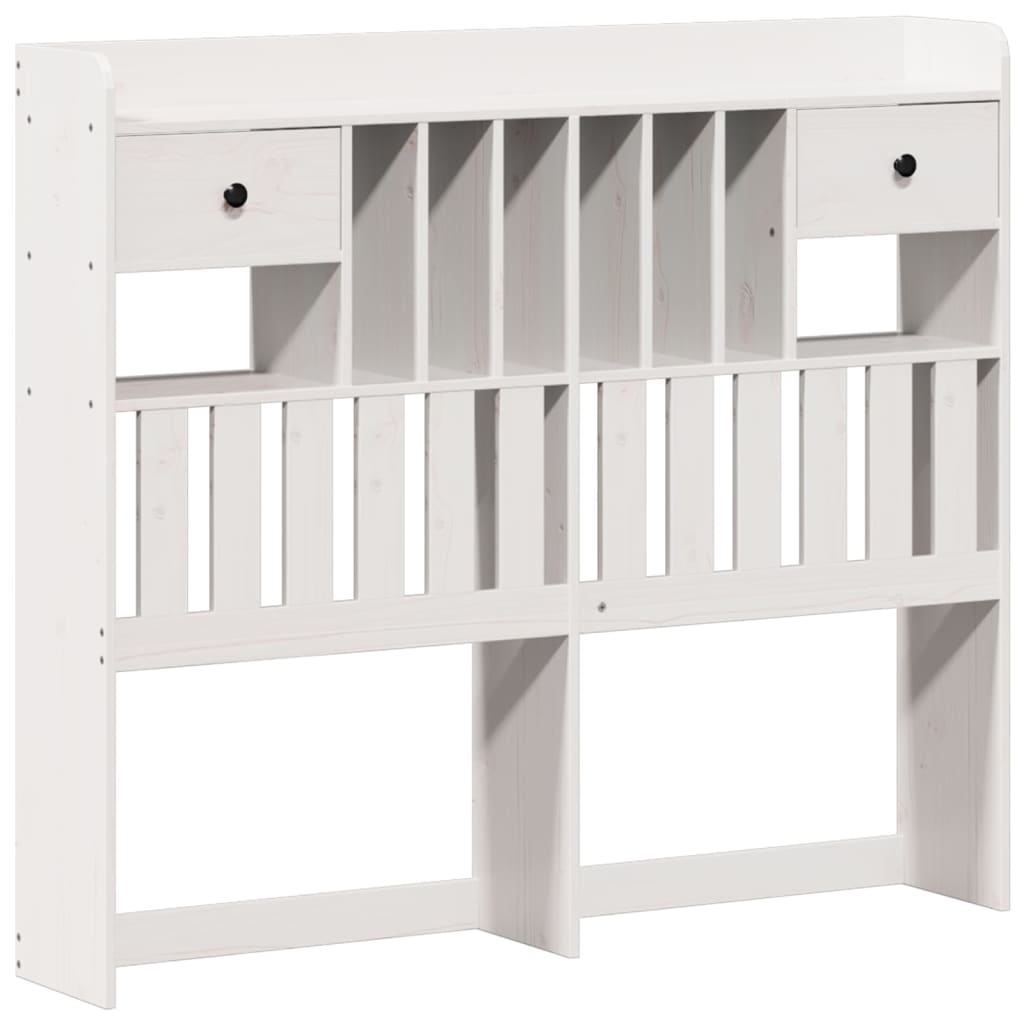 Seng med bokhylle uten madrass hvit 135x190 cm heltre furu