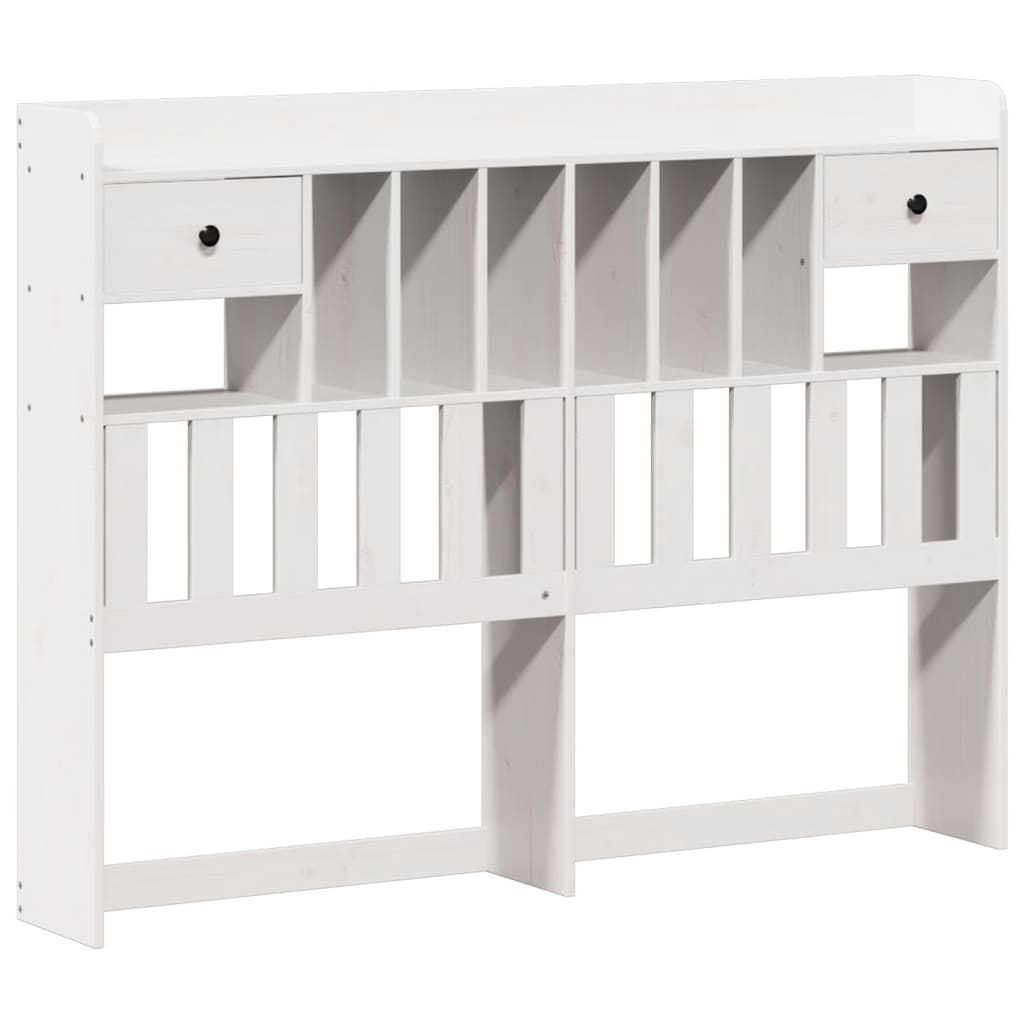 Seng med bokhylle uten madrass hvit 140x190 cm heltre furu
