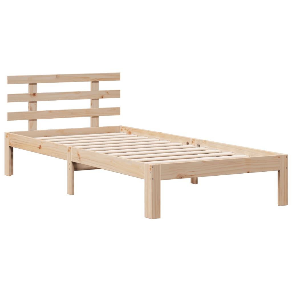 Seng med bokhylle uten madrass 90x200 cm heltre furu