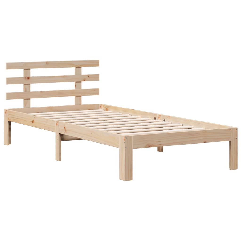 Seng med bokhylle uten madrass 100x200 cm heltre furu