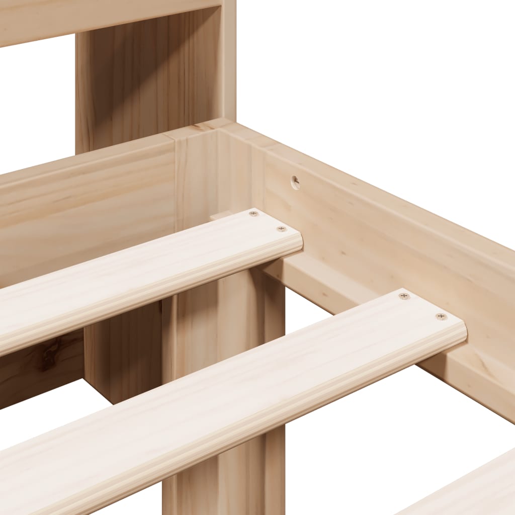 Seng med bokhylle uten madrass 100x200 cm heltre furu