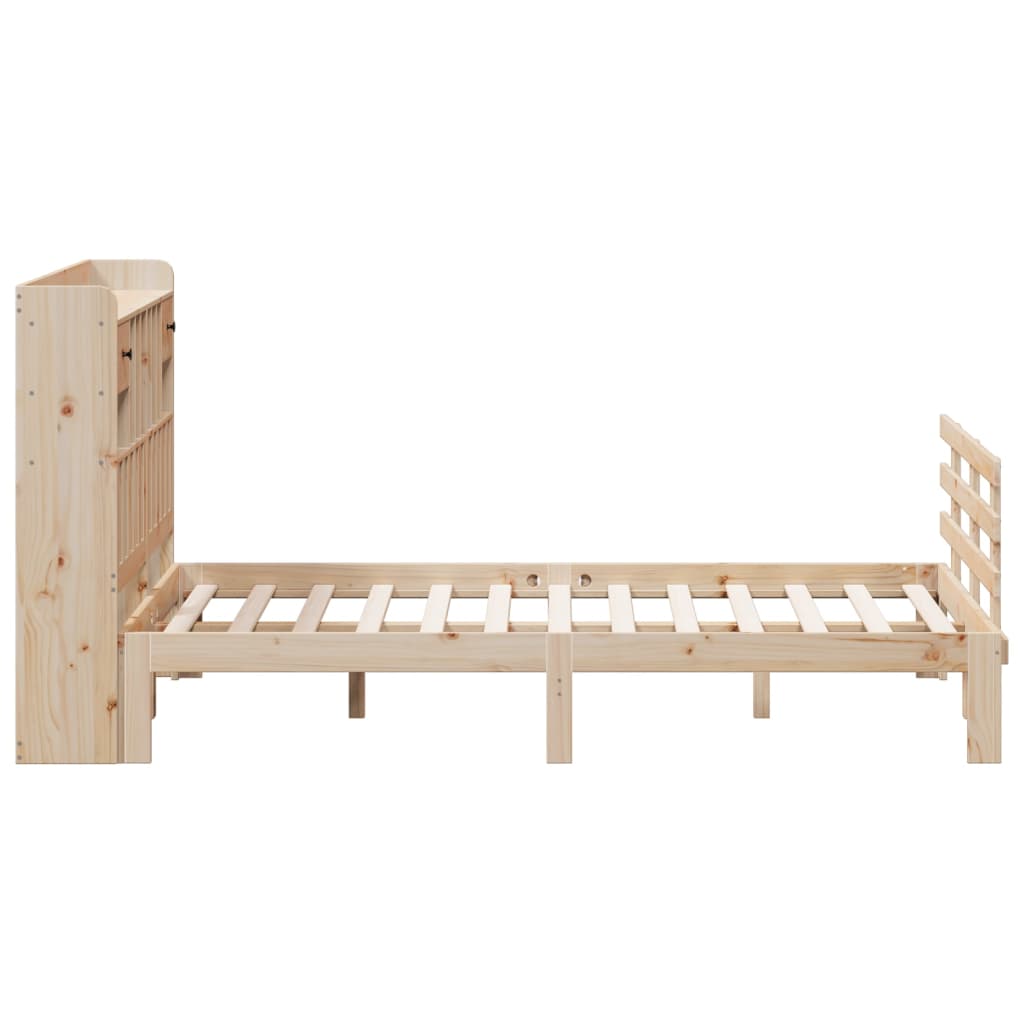 Seng med bokhylle uten madrass 140x200 cm heltre furu