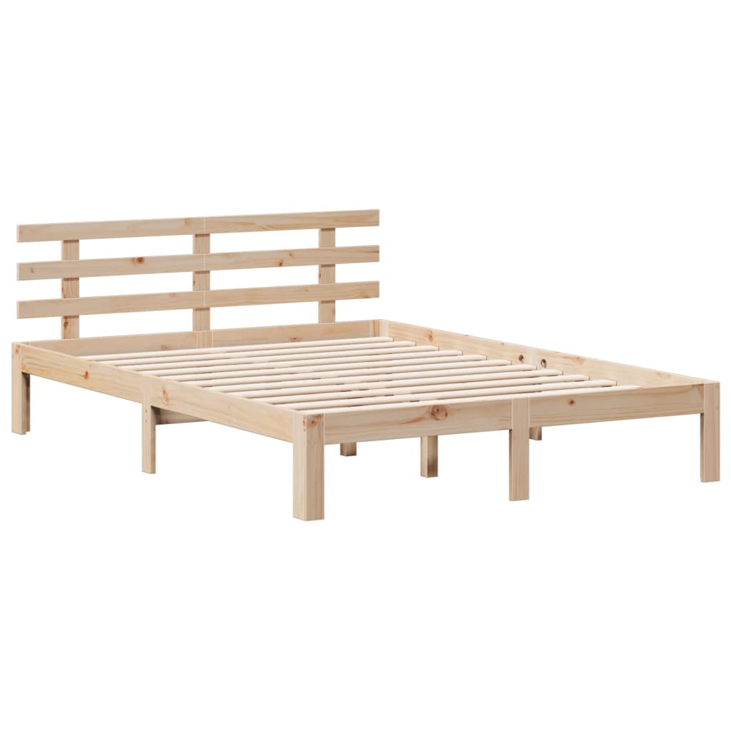 Seng med bokhylle uten madrass 140x200 cm heltre furu