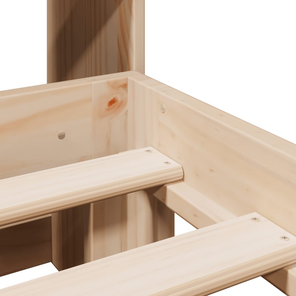 Seng med bokhylle uten madrass 140x200 cm heltre furu