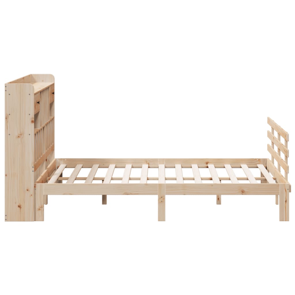 Seng med bokhylle uten madrass 180x200 cm heltre furu