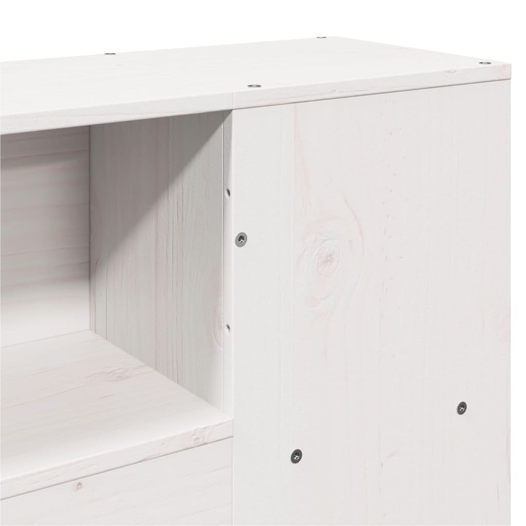Seng med bokhylle uten madrass hvit 150x200 cm heltre furu