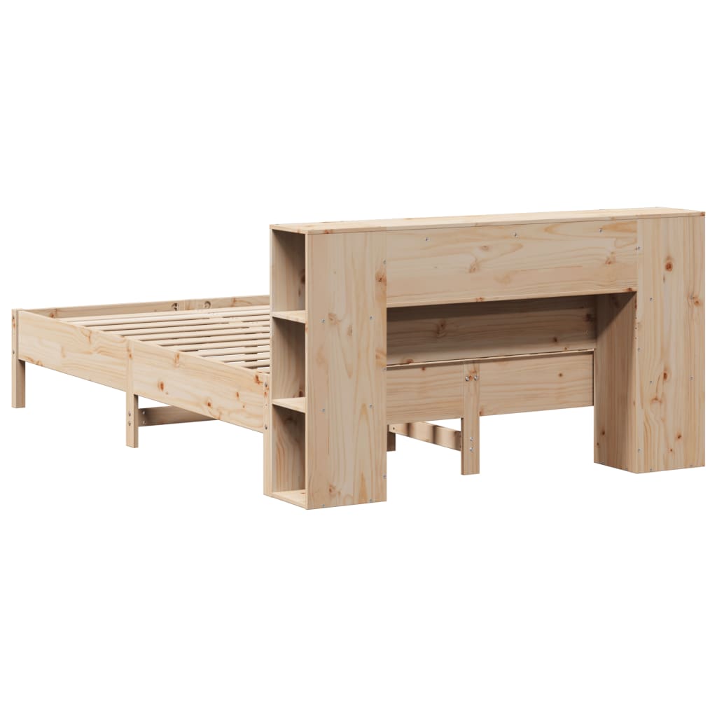 Seng med bokhylle uten madrass 120x200 cm heltre furu