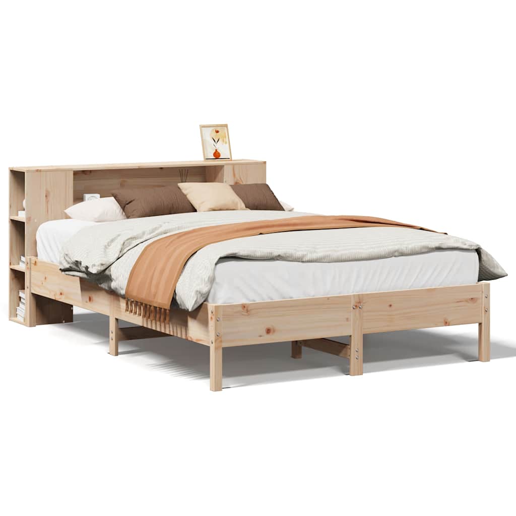Seng med bokhylle uten madrass 135x190 cm heltre furu