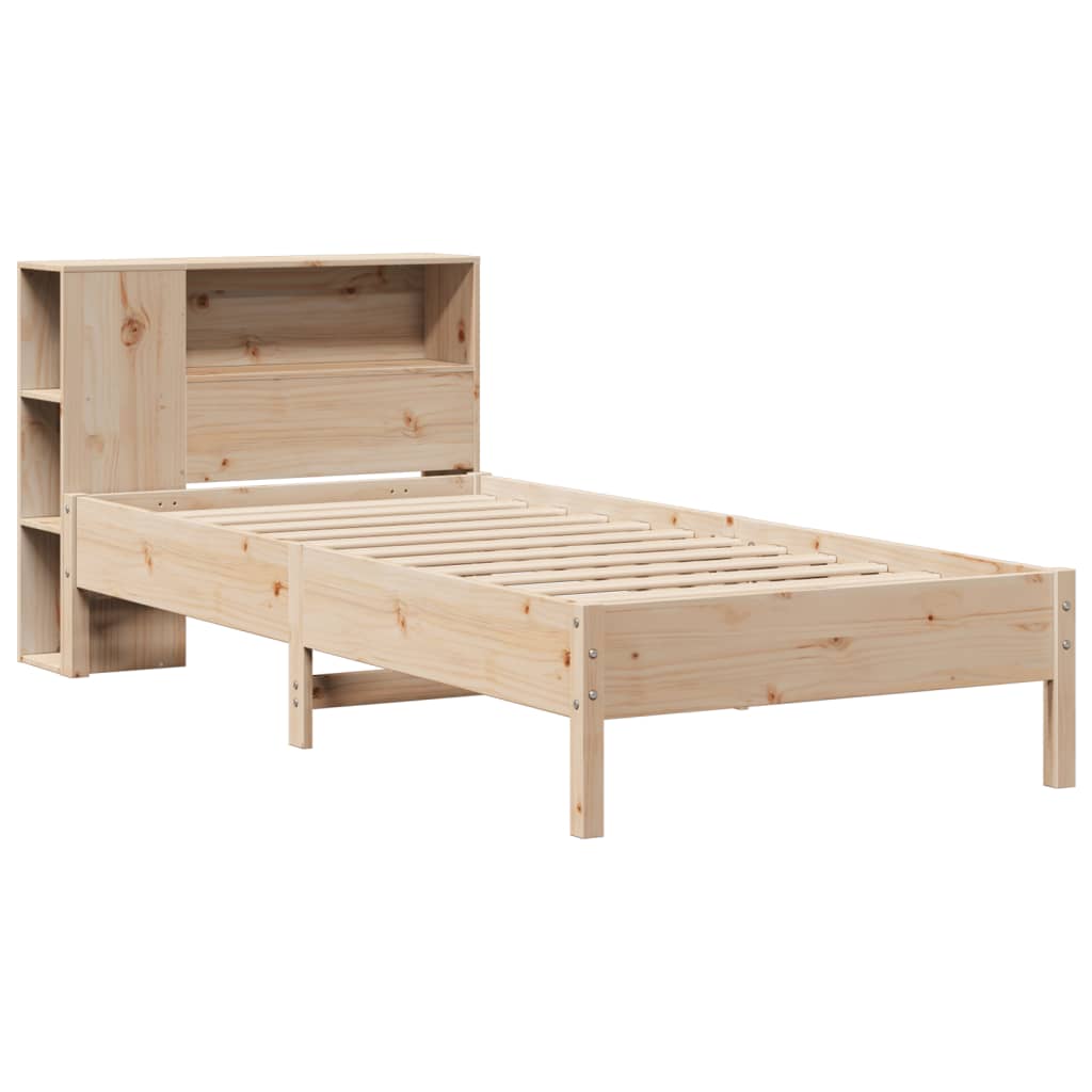 Seng med bokhylle uten madrass 75x190 cm heltre furu