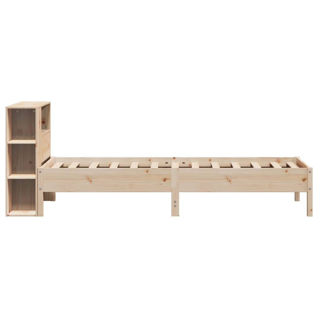 Seng med bokhylle uten madrass 75x190 cm heltre furu