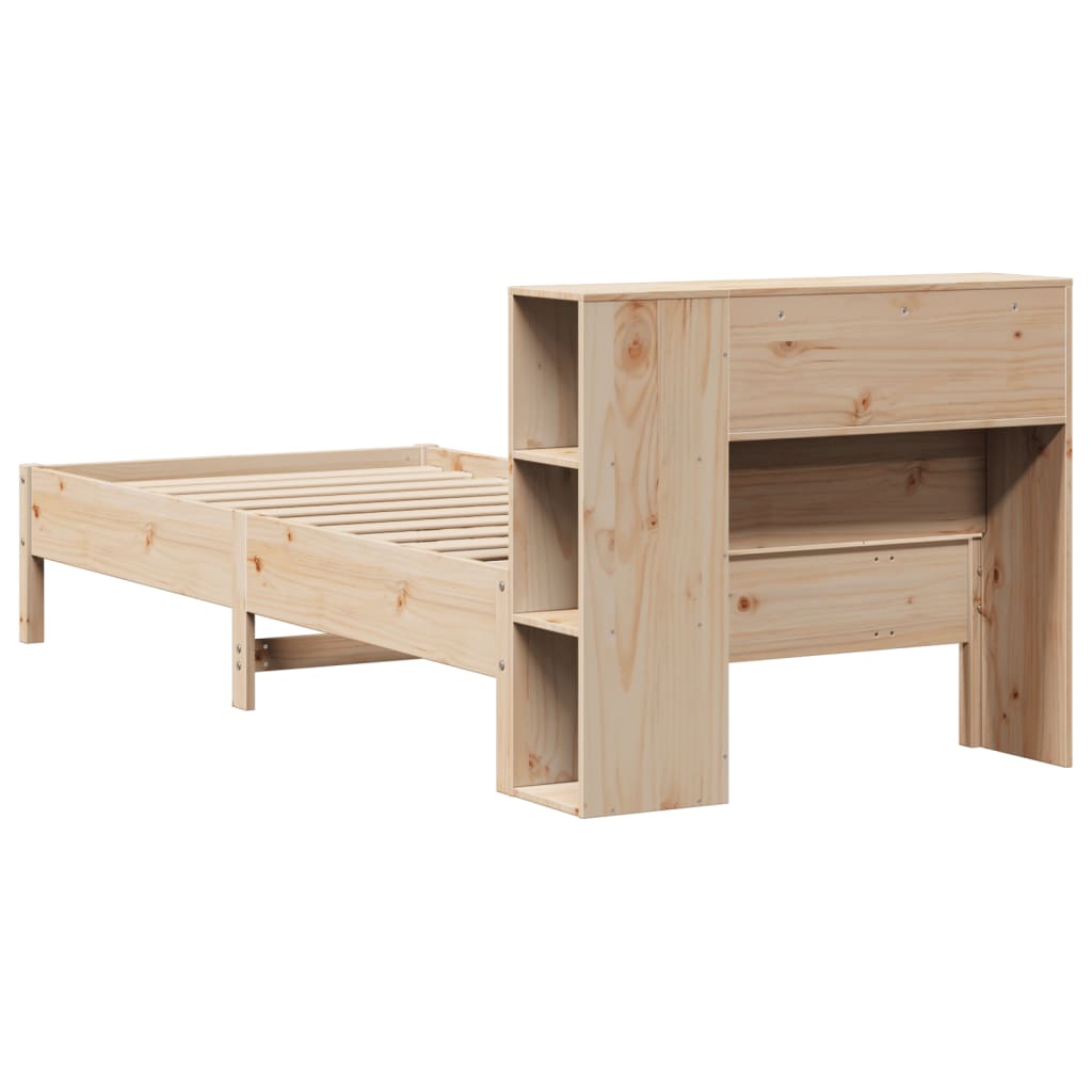 Seng med bokhylle uten madrass 75x190 cm heltre furu