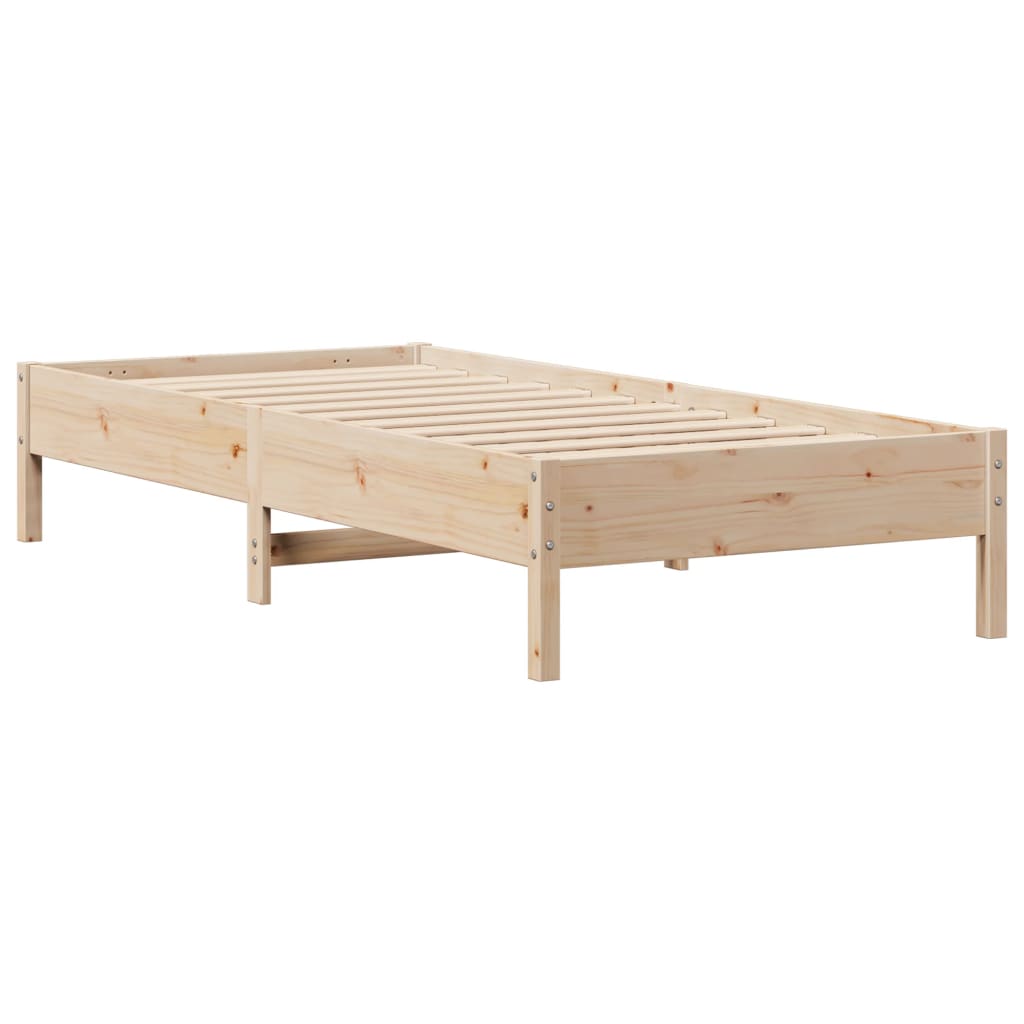 Seng med bokhylle uten madrass 75x190 cm heltre furu