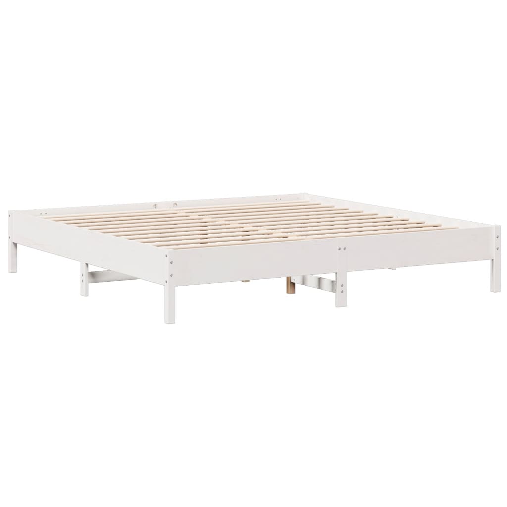 Seng med bokhylle uten madrass hvit 180x200 cm heltre furu