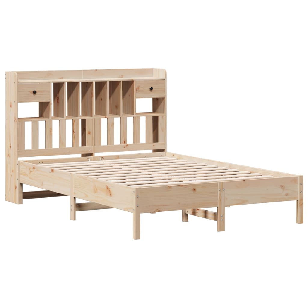 Seng med bokhylle uten madrass 140x200 cm heltre furu