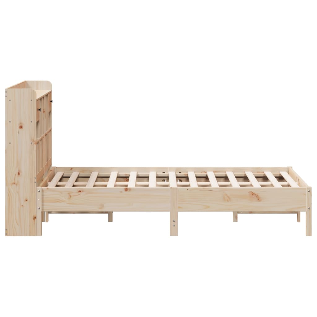 Seng med bokhylle uten madrass 140x200 cm heltre furu