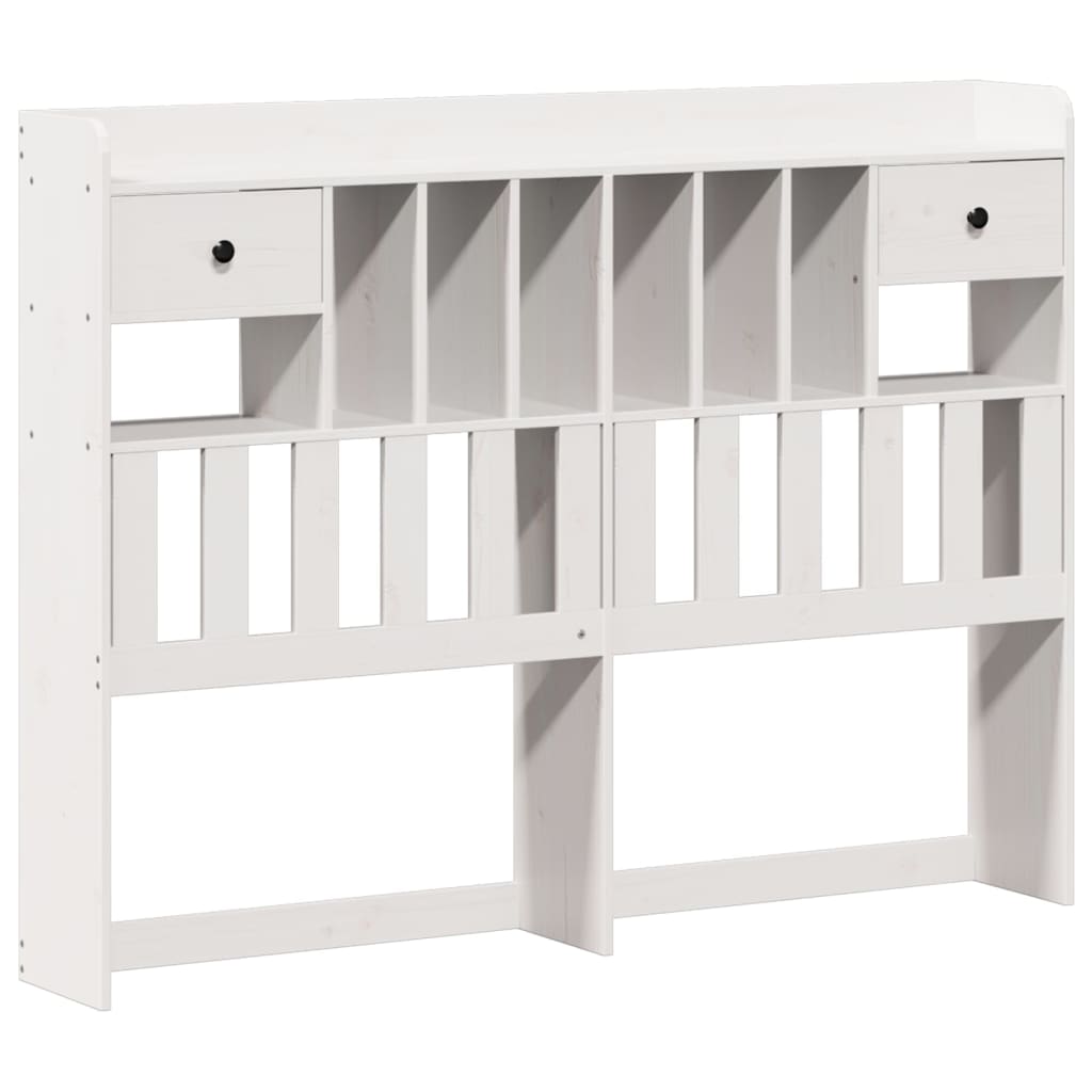 Seng med bokhylle uten madrass hvit 135x190 cm heltre furu