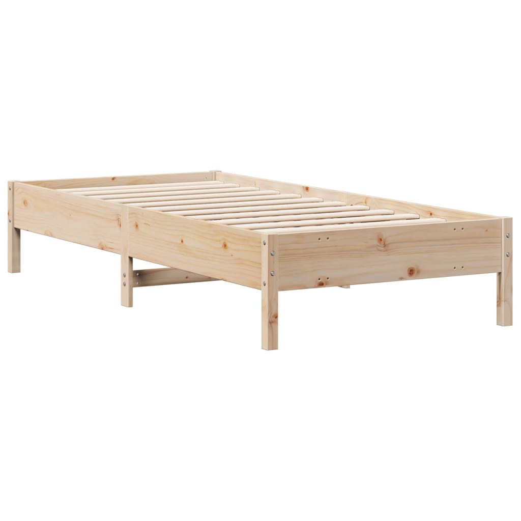 Seng med bokhylle uten madrass 90x190 cm heltre furu
