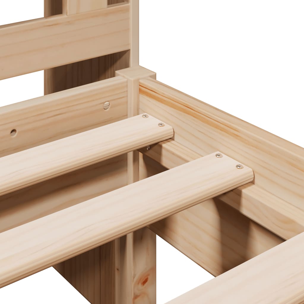 Seng med bokhylle uten madrass 90x190 cm heltre furu