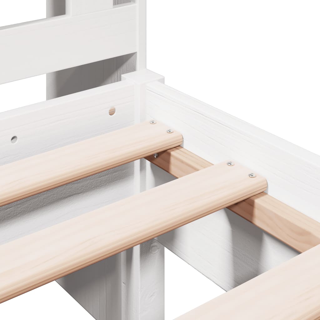 Seng med bokhylle uten madrass hvit 90x190 cm heltre furu