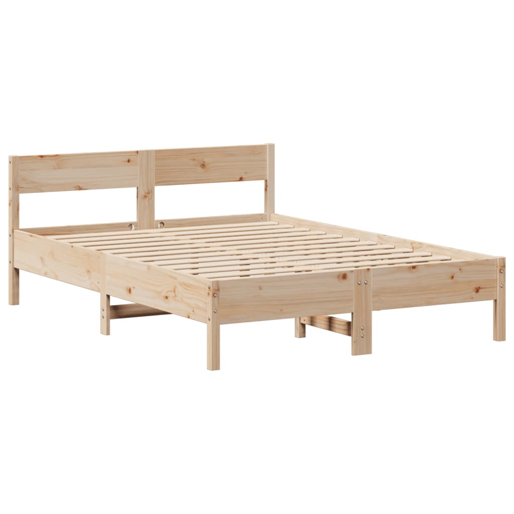 Seng med bokhylle uten madrass 140x190 cm heltre furu