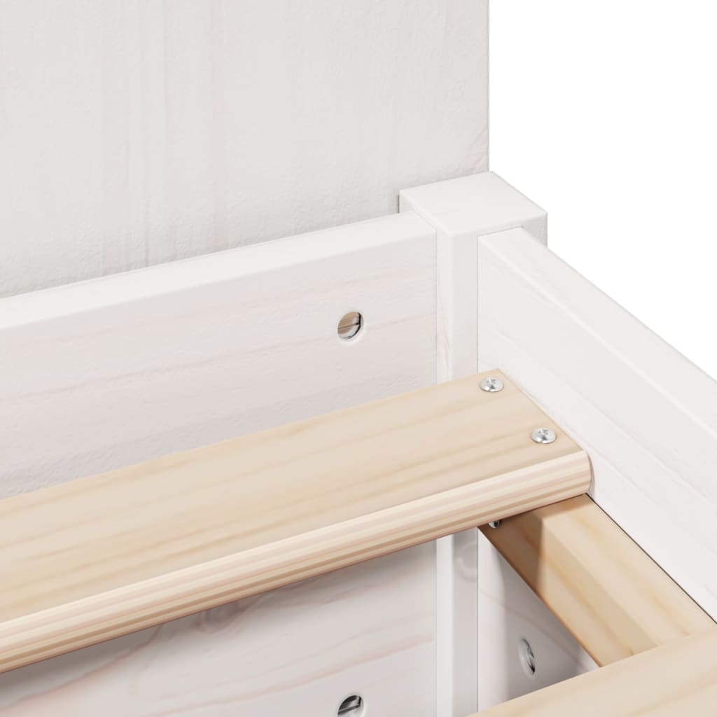 Seng med bokhylle uten madrass hvit 140x190 cm heltre furu