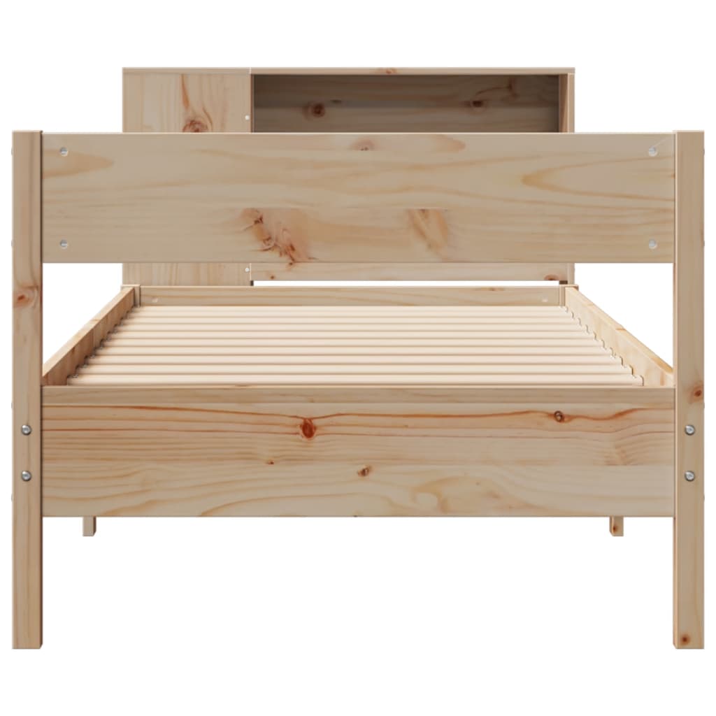 Seng med bokhylle uten madrass 75x190 cm heltre furu