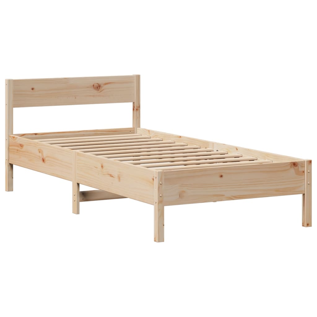 Seng med bokhylle uten madrass 75x190 cm heltre furu