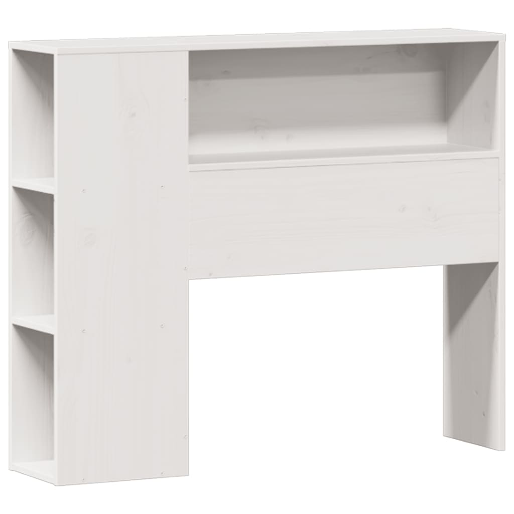 Seng med bokhylle uten madrass hvit 75x190 cm heltre furu