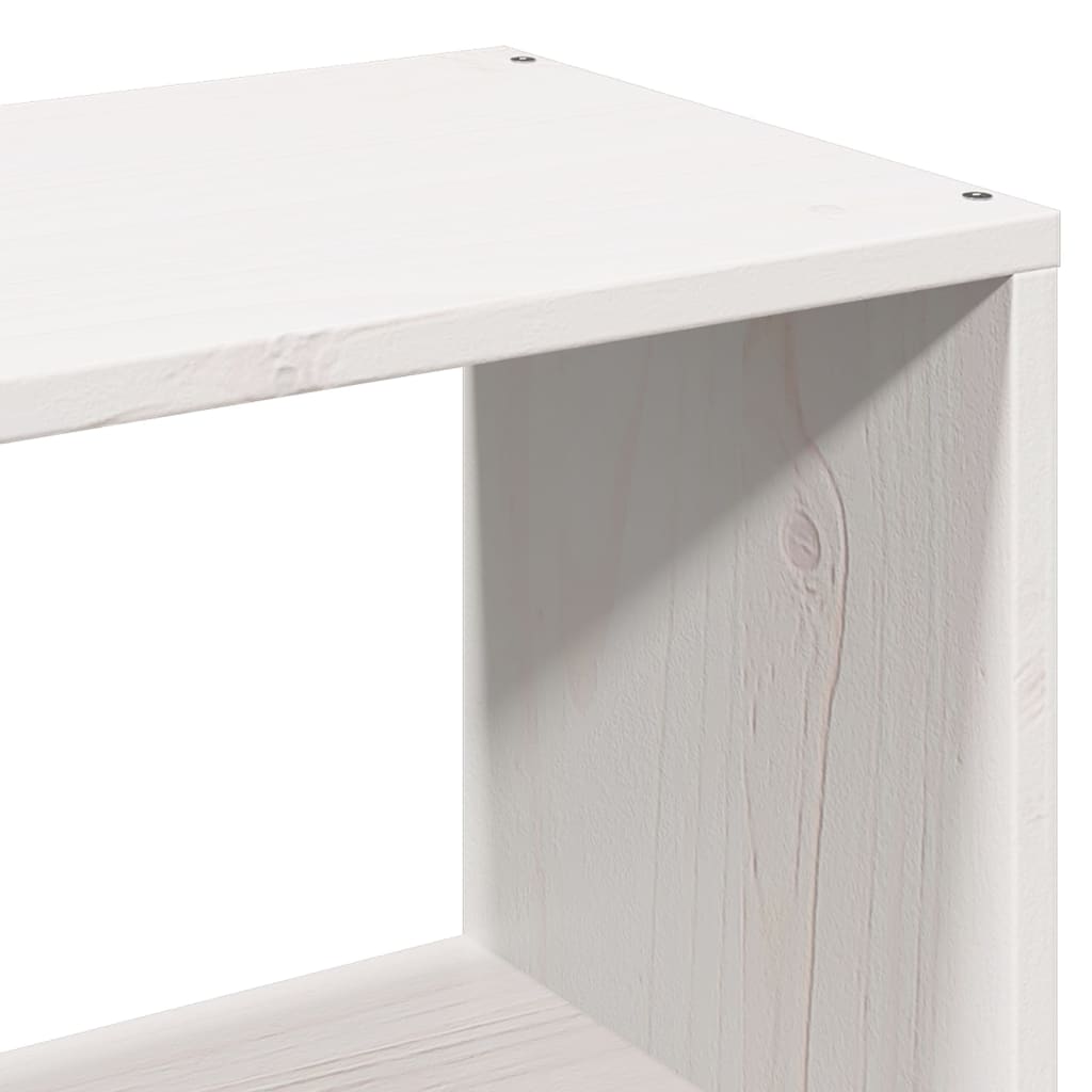 Seng med bokhylle uten madrass hvit 160x200 cm heltre furu