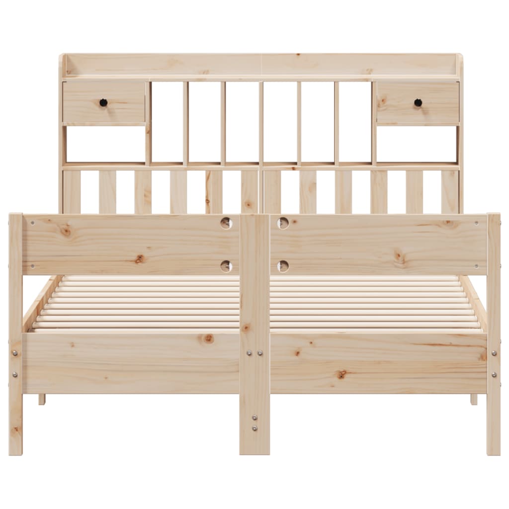 Seng med bokhylle uten madrass 140x200 cm heltre furu
