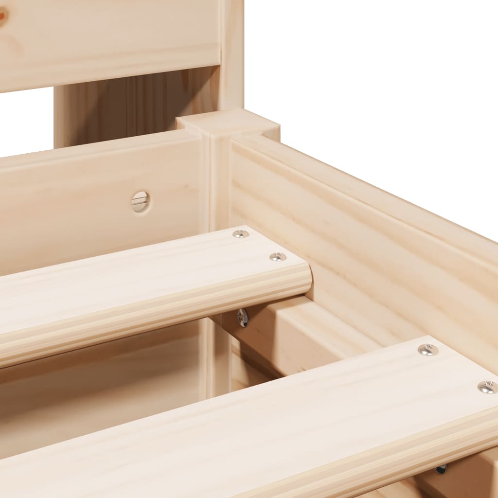 Seng med bokhylle uten madrass 140x200 cm heltre furu