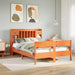 Seng med bokhylle uten madrass voksbrun 140x200 cm heltre furu