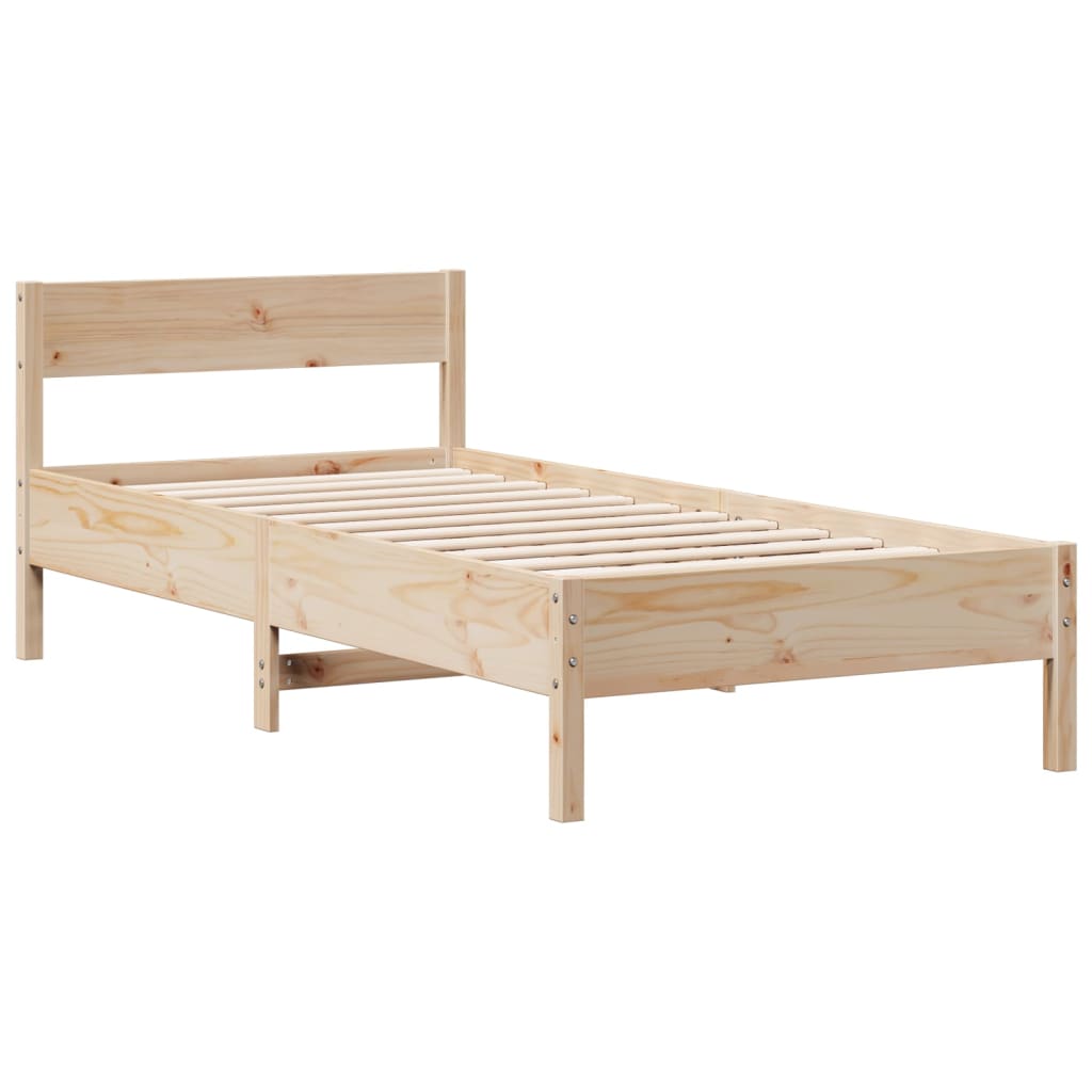Seng med bokhylle uten madrass 90x200 cm heltre furu