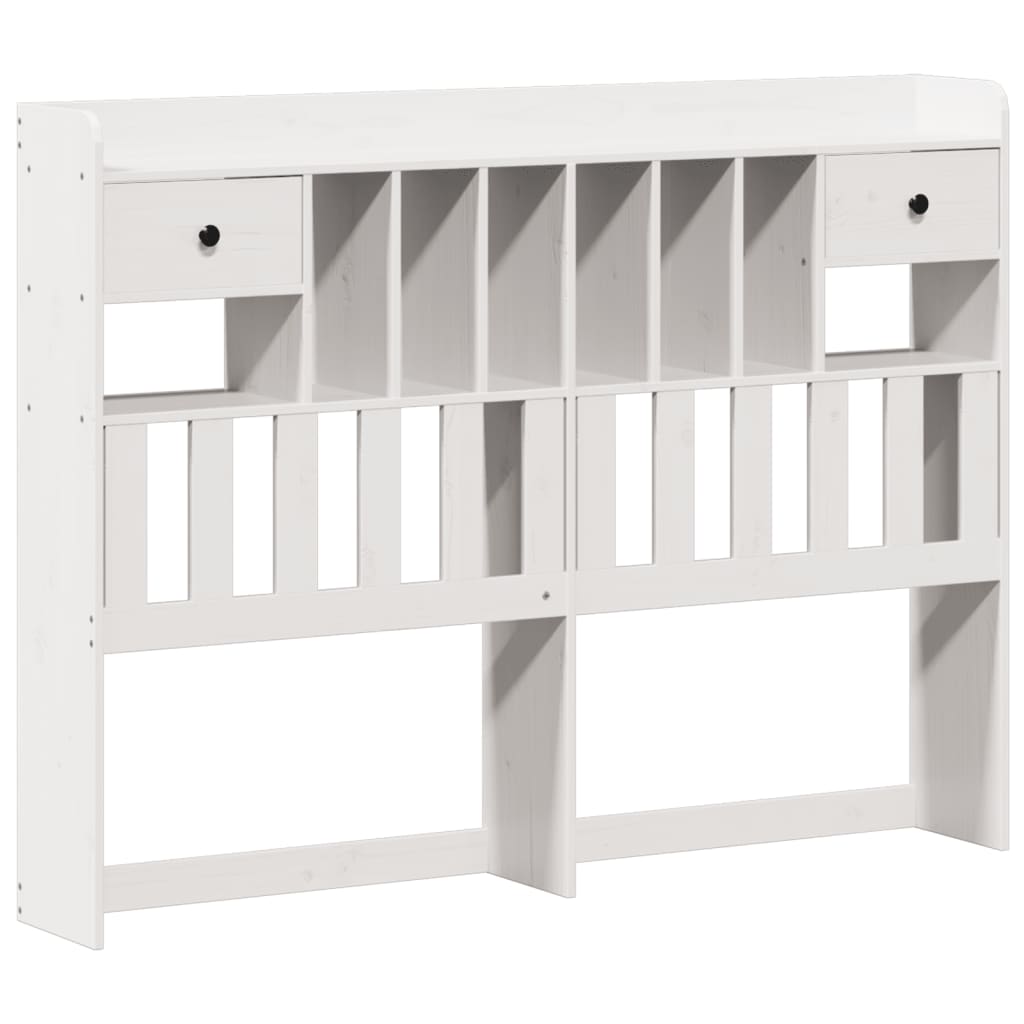 Seng med bokhylle uten madrass hvit 140x190 cm heltre furu