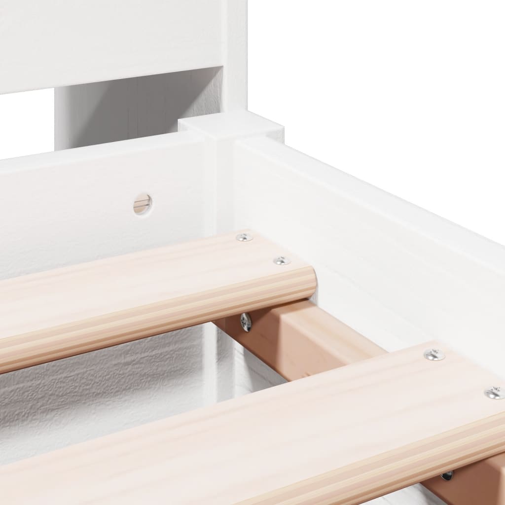 Seng med bokhylle uten madrass hvit 135x190 cm heltre furu