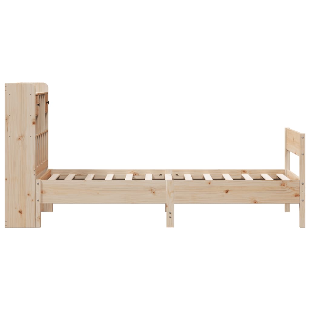 Seng med bokhylle uten madrass 90x190 cm heltre furu