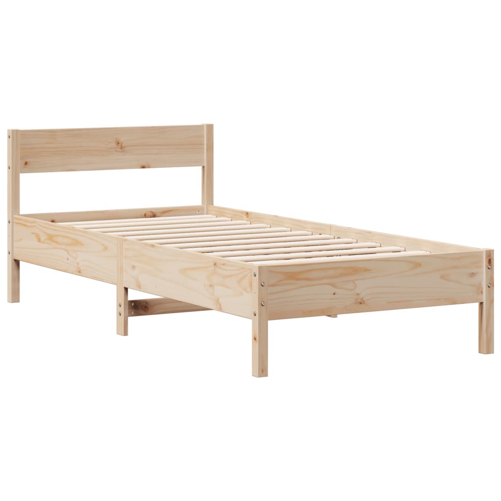 Seng med bokhylle uten madrass 75x190 cm heltre furu