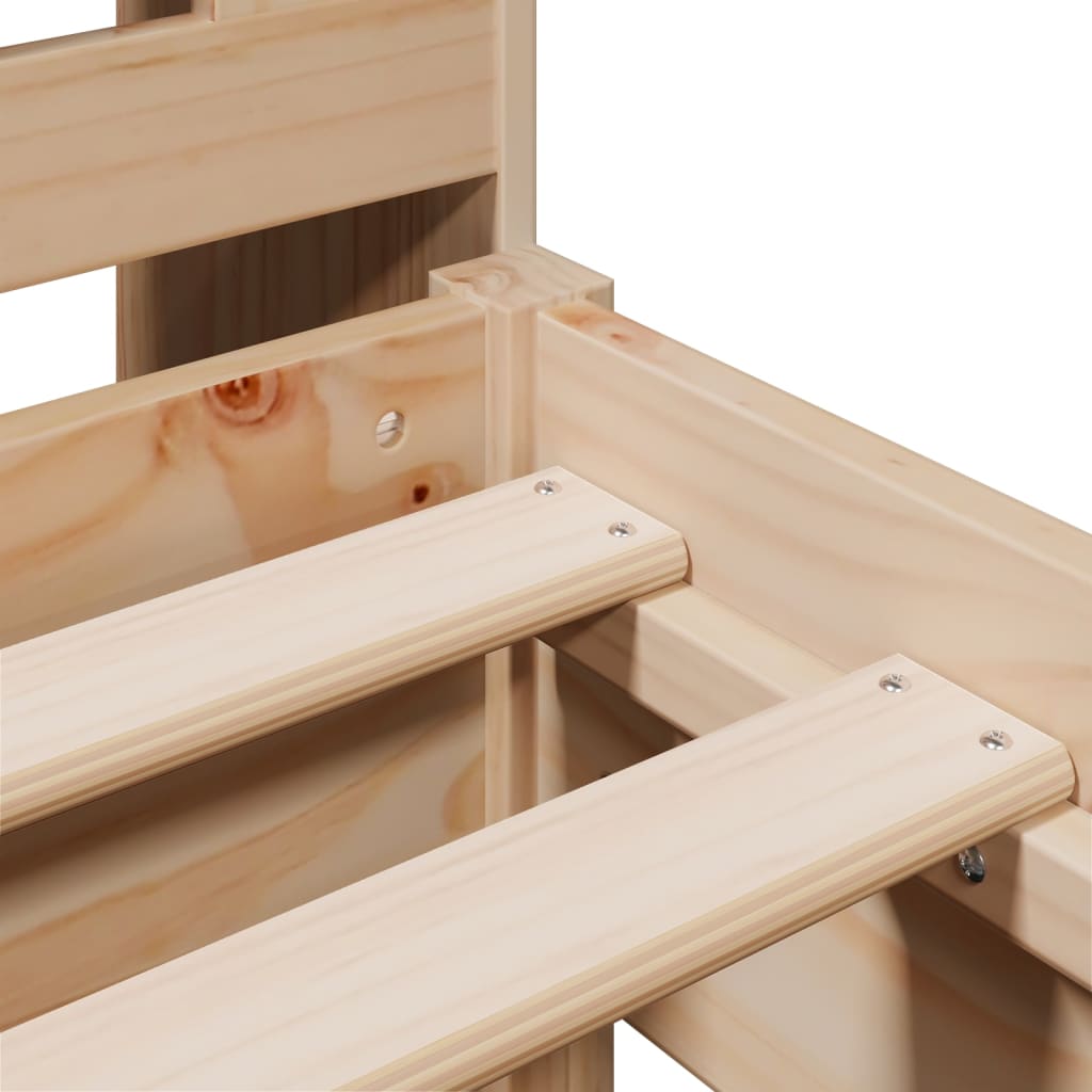 Seng med bokhylle uten madrass 75x190 cm heltre furu