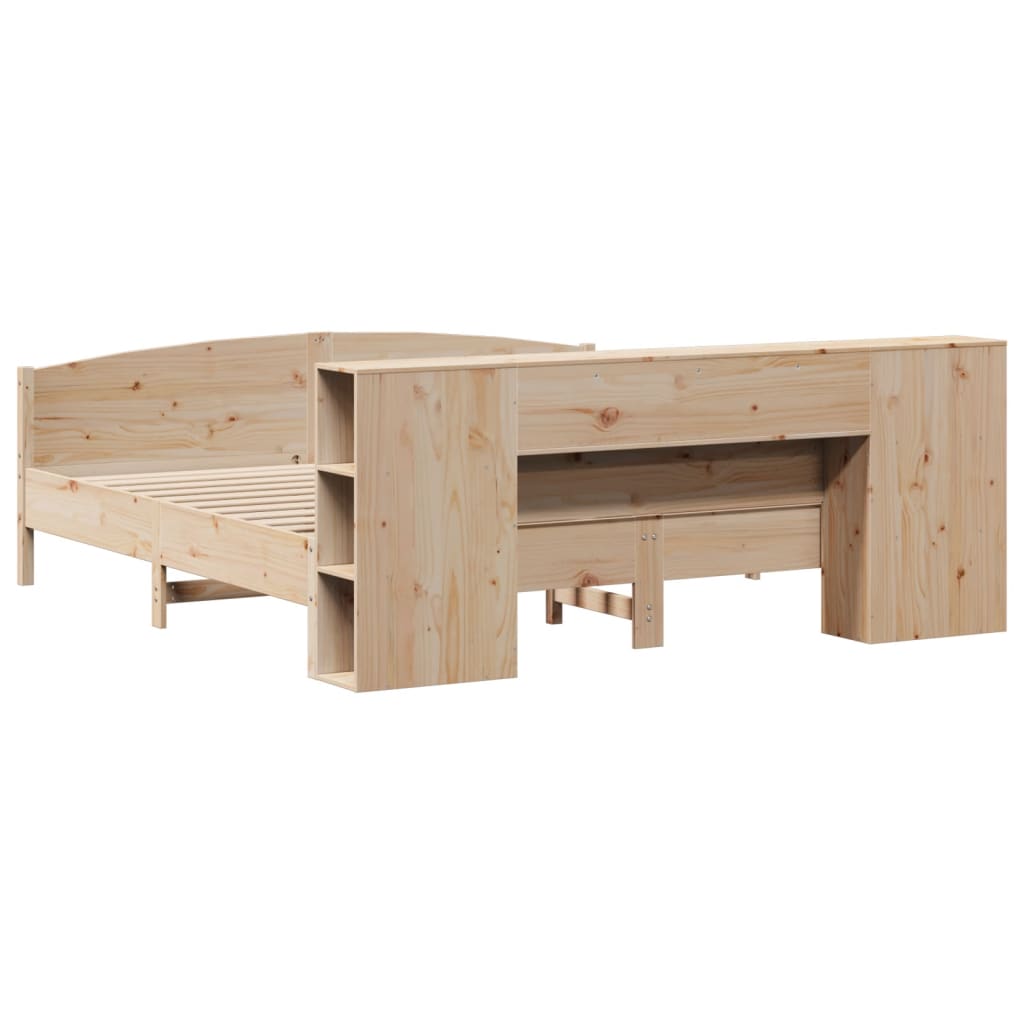Seng med bokhylle uten madrass 180x200 cm heltre furu