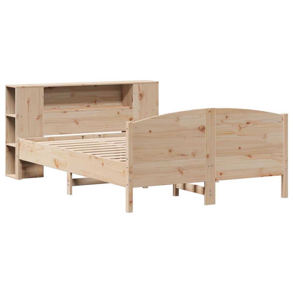 Seng med bokhylle uten madrass 160x200 cm heltre furu