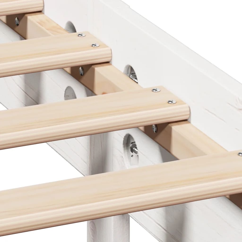 Seng med bokhylle uten madrass hvit 135x190 cm heltre furu
