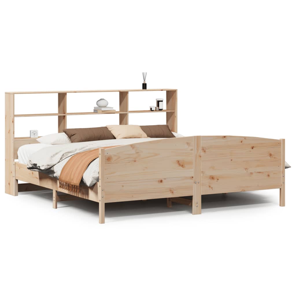 Seng med bokhylle uten madrass 180x200 cm heltre furu