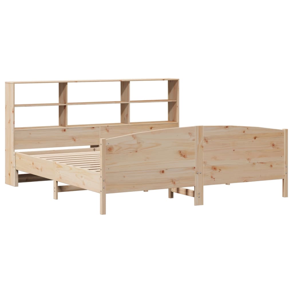 Seng med bokhylle uten madrass 180x200 cm heltre furu