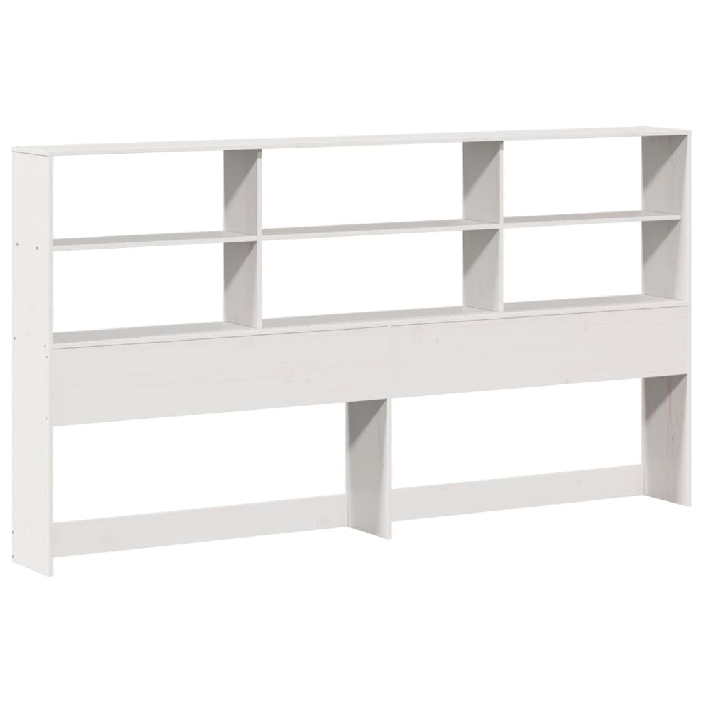 Seng med bokhylle uten madrass hvit 180x200 cm heltre furu