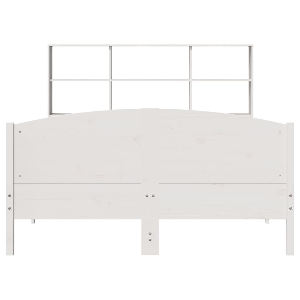 Seng med bokhylle uten madrass hvit 160x200 cm heltre furu