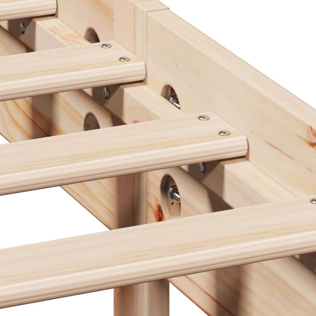 Seng med bokhylle uten madrass 140x200 cm heltre furu