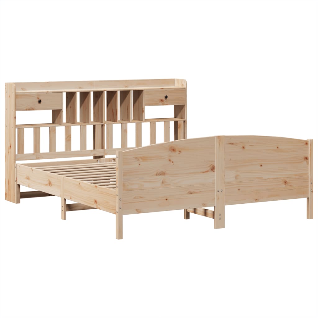 Seng med bokhylle uten madrass 180x200 cm heltre furu