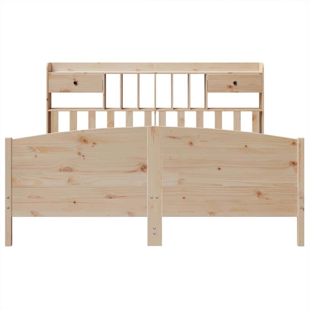 Seng med bokhylle uten madrass 180x200 cm heltre furu