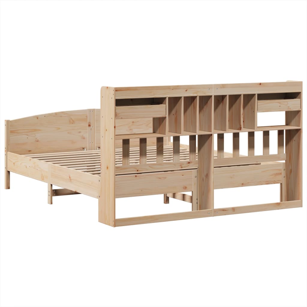 Seng med bokhylle uten madrass 180x200 cm heltre furu