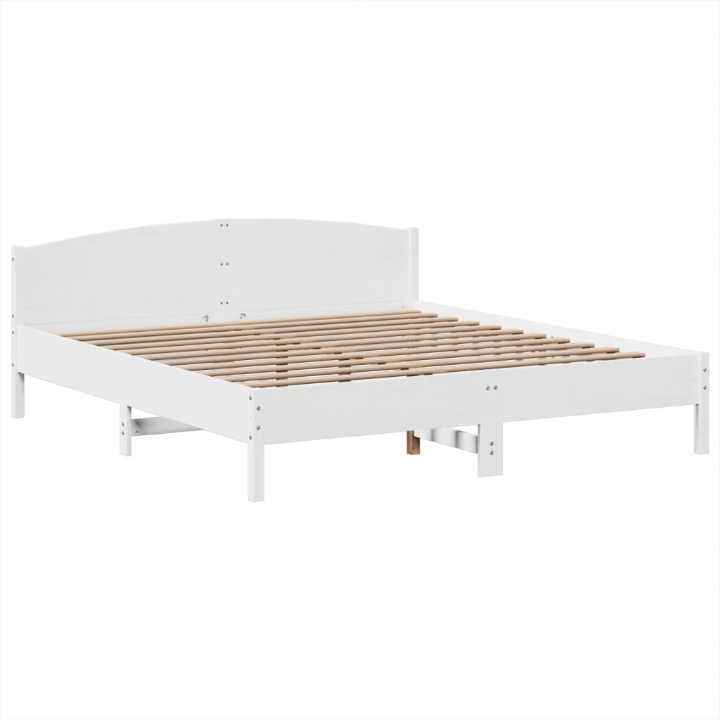 Seng med bokhylle uten madrass hvit 180x200 cm heltre furu